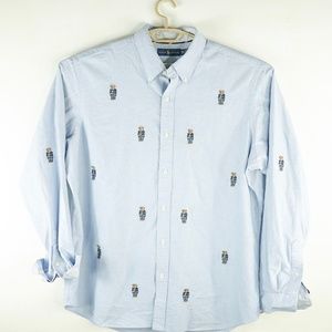 Ralph Lauren Blue Embroidered Bear XXL Button Long